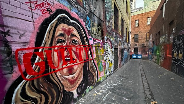 Erin Patterson mural on Kulinbulok Lane in Melbourne on Tuesday.