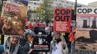 Protesters calling for stronger action at the COP26 summit in Glasgow.