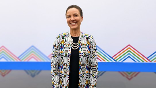 Jamaica’s Foreign Minister Kamina Johnson Smith at the Commonwealth Heads of Government Meeting in Kigali, Rwanda.