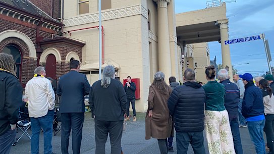 City of Yarra residents stage a protest outside Richmond Town Hall on Tuesday.