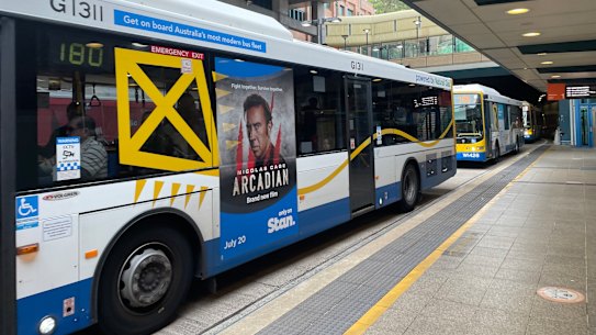 Buses at Mater Hill station on the first day of 50c fares in Brisbane.