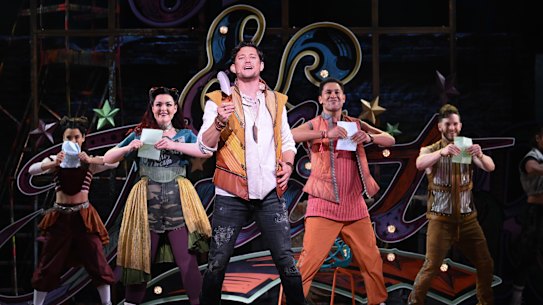 Rob Mills and the cast of & Juliet at Melbourne’s Regent Theatre.