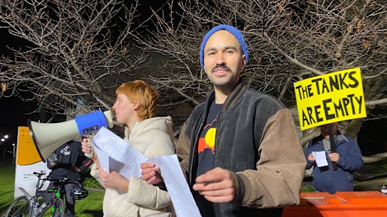 Speakers at the rally on Tuesday night.