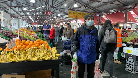 Masked-up Melburnians were mostly well-behaved at Queen Victoria Market.