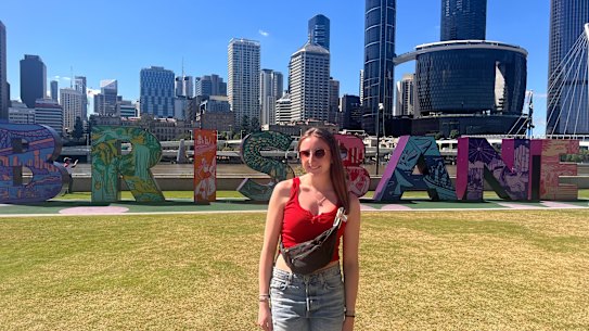 Katie, a tourist from Glasgow, was admiring the new sign design at South Bank on Tuesday.