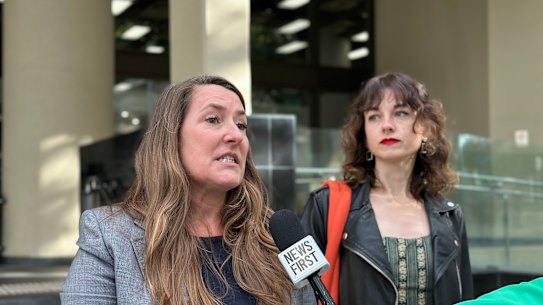 Disrupt Burrup Hub protester Kristen Morrissey alongside fellow protester Joana Partyka.