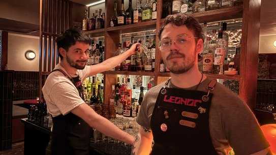 Bartenders Teo Diaz and Will Hanbidge at their Bar Leonor in Montreal.
