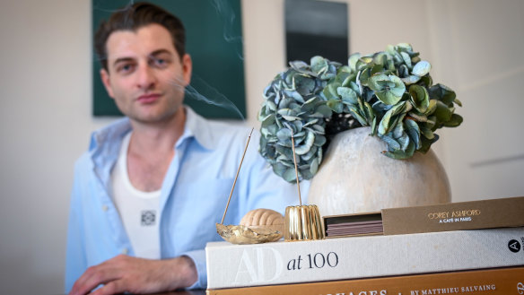 Corey ashford, for a story on incense and how it’s cool again after having a makeover by some of fashion and interiors most influential people. 20 March 2024. Photo: Eddie Jim.
