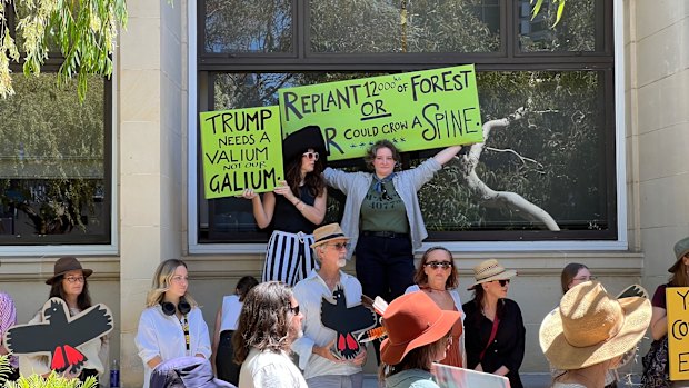 The Alcoa protest at WA Parliament on Tuesday.