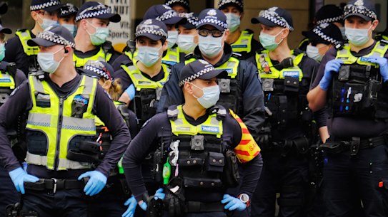 Police in Melbourne on Friday.