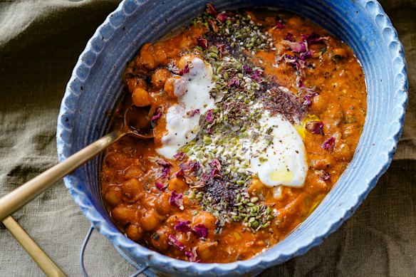 Harissa and Persian feta chickpeas comes together quickly.