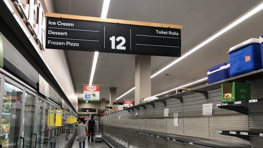 Toilet rolls and other basic items were stripped from Australian supermarkets in March 2020. 