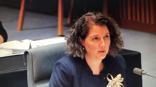 Australian Law Enforcement Integrity Commissioner Jaala Hinchcliffe in a Senate estimates committee hearing.
