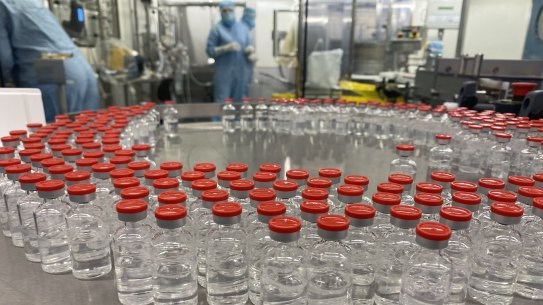 Some of the first vials of the locally-produced AstraZeneca vaccine.