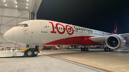 The first Sunrise test flight will be operated with a brand new 787 Dreamliner (pictured). The jet has a special livery marking Qantas' 100th year of operation.