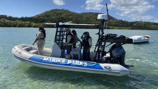 The Department of Environment and Science are searching for the crocodile that was reportedly sighted at North Stradbroke island.