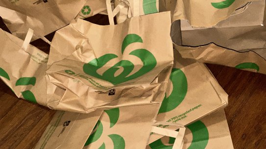 There is no option for a bagless grocery home delivery from Woolworths or Coles, and while the bags are now paper, it is still creating unecessary waste.