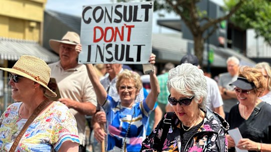 Angry Burghers: Brighton residents greet Jacinta Allan in Church Street in November 2024.