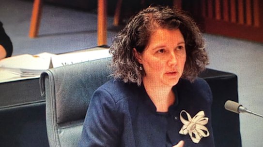 Australian Law Enforcement Integrity Commissioner Jaala Hinchcliffe at Senate estimates on Thursday night.