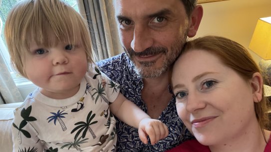 Nick Miller and members of his family. They have been stuck in Sydney "red zone" by COVID-related border issues.