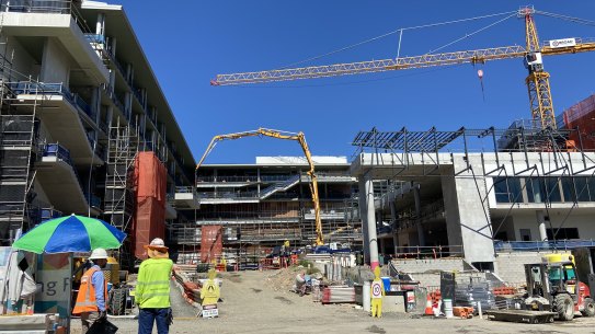 Heavy machinery is still being used at the new Brisbane South State Secondary College at Dutton Park, where more than 200 students are enrolled.