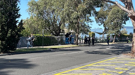 An area outside the school was surrounded by police tape.