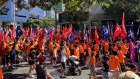 The CFMEU marching on Labour Day in Queensland.