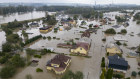 An aerial view of a flooded neighbourhood in Ostrava, Czech Republic. 