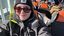 Maddison Skipper braved the winter chill for a spot of whale watching on a rare sunny July day.