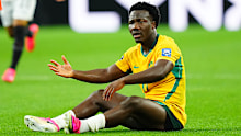 Nestory Irankunda was frustrated during the Socceroos' loss to Egypt.