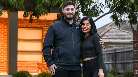 Adam Moretto and Jasmine Pansino at their rental home in Lalor.