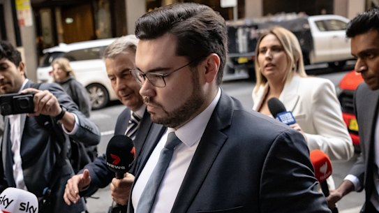 Bruce Lehrmann leaves the Federal Court in Sydney on Monday.