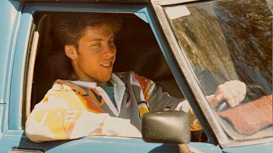 Michael Bachelard with his first car.