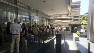 Curious members of the public lining up to get a seat in courtroom 7.1 for Bradley Edwards' sentencing.