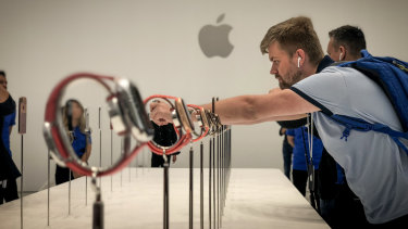 The new Apple Watch Series 4 at the Apple iWatch launch in Cupertino California.