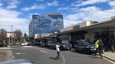 Public Order Response Teams arrive at Chadstone Shopping Centre after less than 50 anti-lockdown protesters had dispersed.