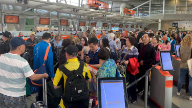 The scene at Sydney Airport's domestic terminal on Friday afternoon.