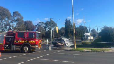 The second crime scene at the corner of Sydney Road and Box Forest Road in Hadfield.