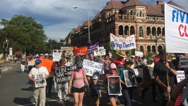 About 250 marched through Brisbane's city streets
