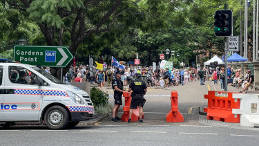 Protesters gather outside Queensland Parliament for a third day.