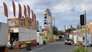 The remnants of the Ekka stalls in Gregory Terrace on Monday afternoon.