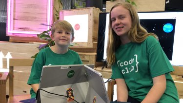 Ethan and Emily Hocking use Code Club to learn to code.