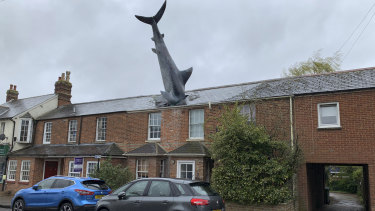 Bill Heine's home - with the shark crashing through the roof.