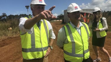 Nationals MP for Tweed Geoff Provest shows Deputy Premier John Barilaro the site for the new Tweed Hospital.