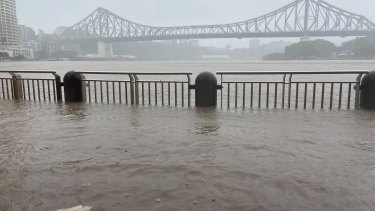 The Brisbane River broke its banks across the city.