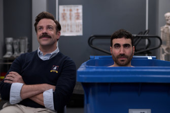 The circle of laugh: Sudeikis with Brett Goldstein as Roy Kent, a character clearly inspired by Roy Keane, whom Brendan Hunt used to impersonate on stage in the early naughties. 