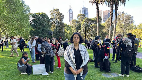Nour Salman at the vigil honouring those killed in Gaza.