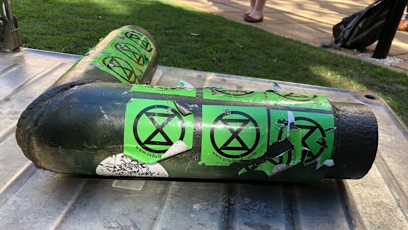 Police say protesters are using cylinders "laced with traps" to prevent themselves being removed from roads and railway lines.