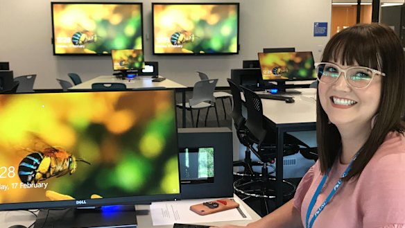 Schools communication officer Kirsty Jerrett at the new Petrie university campus run by University of the Sunshine Coast.