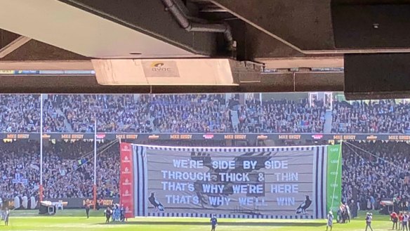 The banner moments before it was destroyed. 